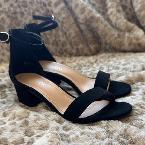 Black Ankle-Strap Block Heels